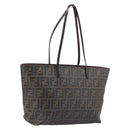 FENDI Zucca Canvas Tote Bag PVC Black Brown Auth ep16520A-1
