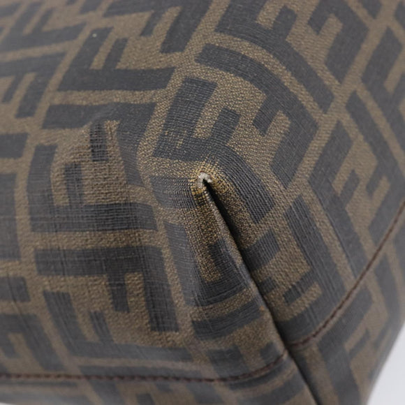 FENDI Zucca Canvas Tote Bag PVC Black Brown Auth ep16520A
