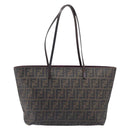 FENDI Zucca Canvas Tote Bag PVC Black Brown Auth ep16520A-13