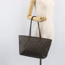 FENDI Zucca Canvas Tote Bag PVC Black Brown Auth ep16520A-26