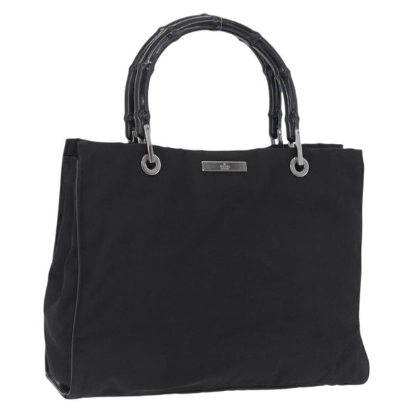 GUCCI Bamboo Tote Bag Nylon Black Silver 002 1016 Auth ep16523