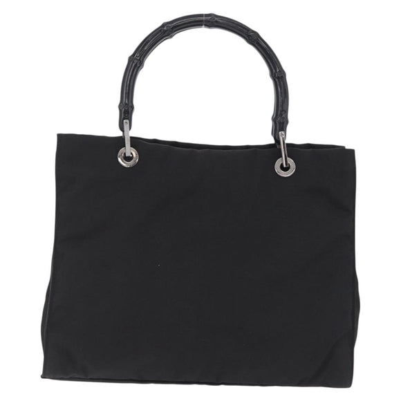 GUCCI Bamboo Tote Bag Nylon Black Silver 002 1016 Auth ep16523