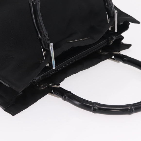 GUCCI Bamboo Tote Bag Nylon Black Silver 002 1016 Auth ep16523