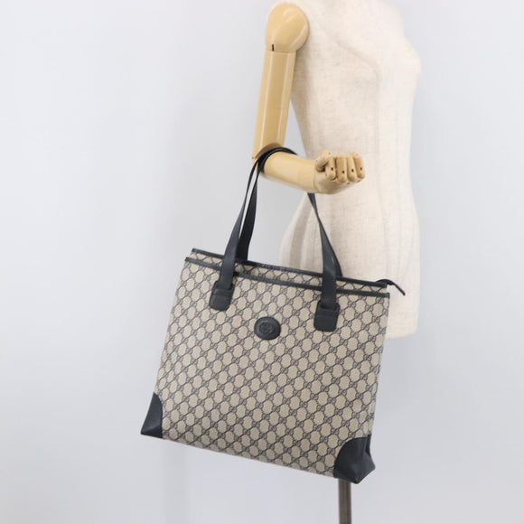 GUCCI GG Supreme Tote Bag PVC Navy Gold 002 123 0093 Auth ep16531