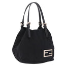 FENDI Hand Bag Cotton Jersey Black Silver Auth ep16540-1