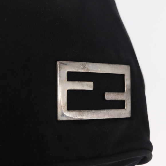 FENDI Hand Bag Cotton Jersey Black Silver Auth ep16540