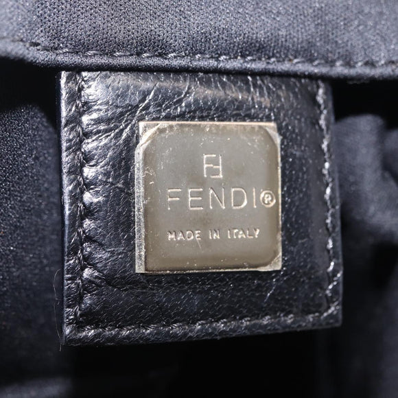 FENDI Hand Bag Cotton Jersey Black Silver Auth ep16540