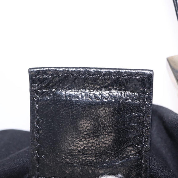 FENDI Hand Bag Cotton Jersey Black Silver Auth ep16540