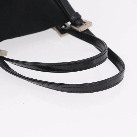 FENDI Hand Bag Cotton Jersey Black Silver Auth ep16540