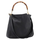 GUCCI Bamboo Hand Bag Leather 2way Black Gold 001 1014 1577 Auth ep16545-1
