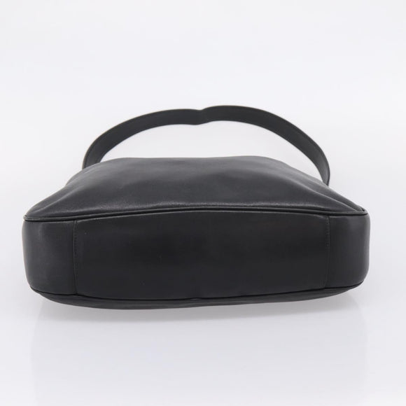 GUCCI Bamboo Hand Bag Leather 2way Black Gold 001 1014 1577 Auth ep16545