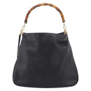 GUCCI Bamboo Hand Bag Leather 2way Black Gold 001 1014 1577 Auth ep16545-13