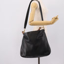 GUCCI Bamboo Hand Bag Leather 2way Black Gold 001 1014 1577 Auth ep16545-23