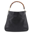 GUCCI Bamboo Hand Bag Leather 2way Black Gold 001 1014 1577 Auth ep16545-2