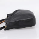 GUCCI Bamboo Hand Bag Leather 2way Black Gold 001 1014 1577 Auth ep16545-3