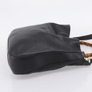 GUCCI Bamboo Hand Bag Leather 2way Black Gold 001 1014 1577 Auth ep16545-4
