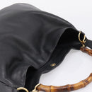 GUCCI Bamboo Hand Bag Leather 2way Black Gold 001 1014 1577 Auth ep16545-6