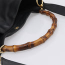 GUCCI Bamboo Hand Bag Leather 2way Black Gold 001 1014 1577 Auth ep16545-7