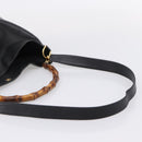GUCCI Bamboo Hand Bag Leather 2way Black Gold 001 1014 1577 Auth ep16545-8