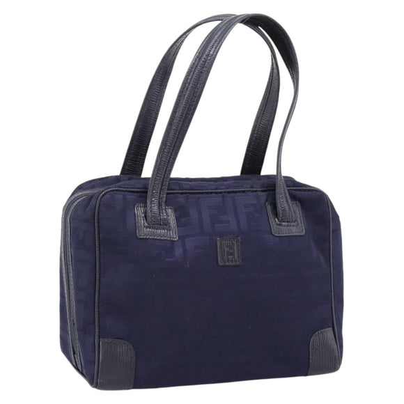 FENDI Zucca Canvas Hand Bag Navy Gold Auth ep16548