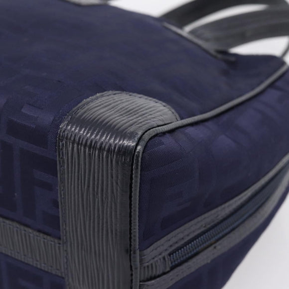FENDI Zucca Canvas Hand Bag Navy Gold Auth ep16548