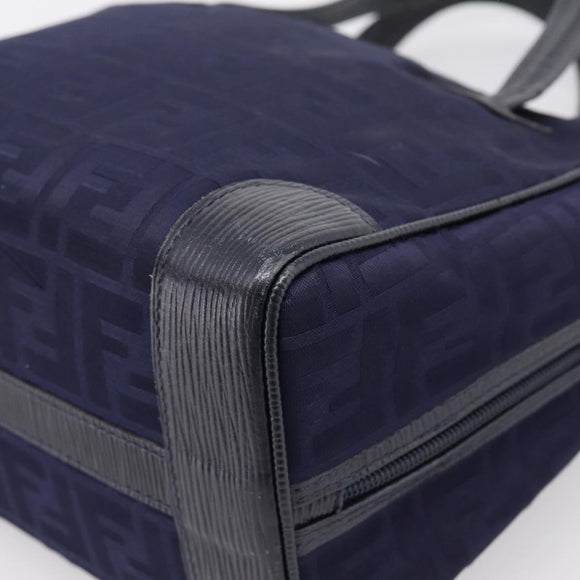 FENDI Zucca Canvas Hand Bag Navy Gold Auth ep16548