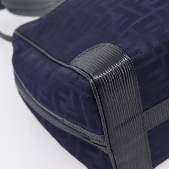 FENDI Zucca Canvas Hand Bag Navy Gold Auth ep16548