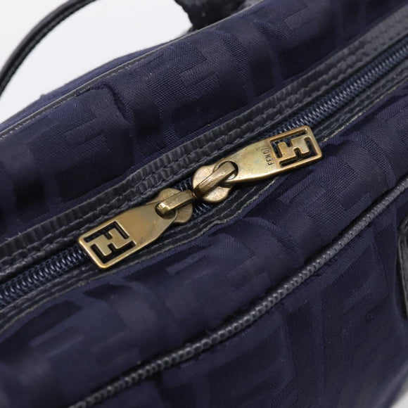 FENDI Zucca Canvas Hand Bag Navy Gold Auth ep16548
