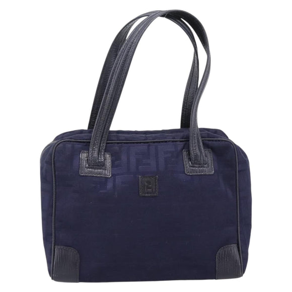 FENDI Zucca Canvas Hand Bag Navy Gold Auth ep16548
