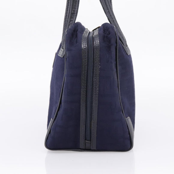 FENDI Zucca Canvas Hand Bag Navy Gold Auth ep16548