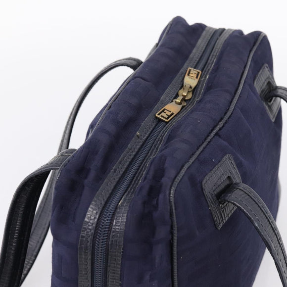 FENDI Zucca Canvas Hand Bag Navy Gold Auth ep16548