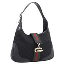 GUCCI GG Canvas Jackie Shoulder Bag Black Gold Tone 130779 Auth ep16572V-1