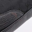 GUCCI GG Canvas Jackie Shoulder Bag Black Gold Tone 130779 Auth ep16572V-14