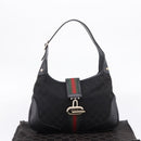 GUCCI GG Canvas Jackie Shoulder Bag Black Gold Tone 130779 Auth ep16572V-25