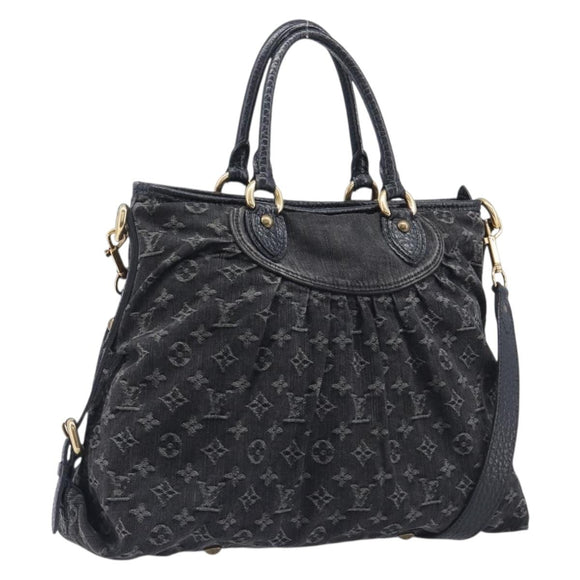 LOUIS VUITTON Monogram Denim Neo Cabby MM Hand Bag Black M95351 LV Auth ep16576A