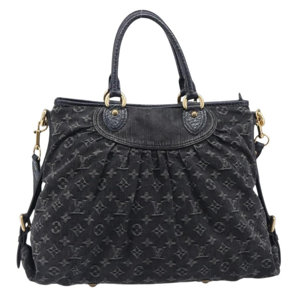 LOUIS VUITTON Monogram Denim Neo Cabby MM Hand Bag Black M95351 LV Auth ep16576A