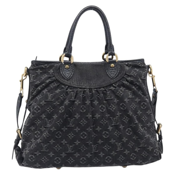 LOUIS VUITTON Monogram Denim Neo Cabby MM Hand Bag Black M95351 LV Auth ep16576A
