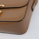 CELINE Triomphe Shoulder Bag Leather Beige Gold Tone Auth ep16591M-10