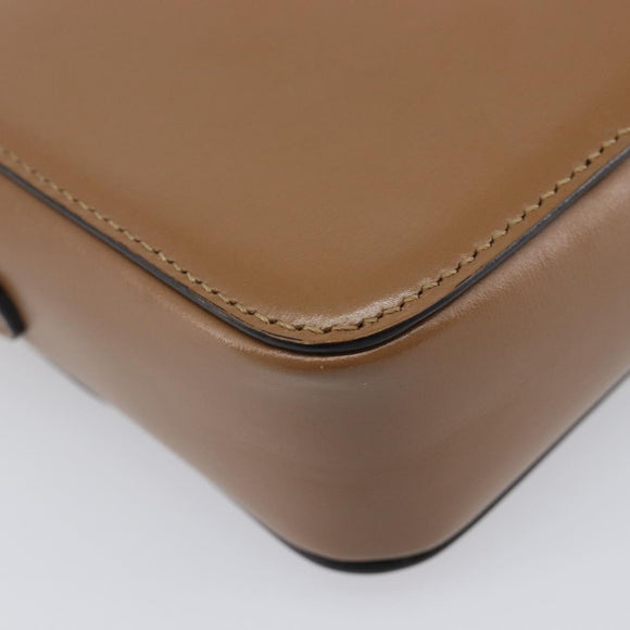 CELINE Triomphe Shoulder Bag Leather Beige Gold Tone Auth ep16591M