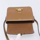 CELINE Triomphe Shoulder Bag Leather Beige Gold Tone Auth ep16591M-15