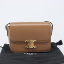 CELINE Triomphe Shoulder Bag Leather Beige Gold Tone Auth ep16591M-23