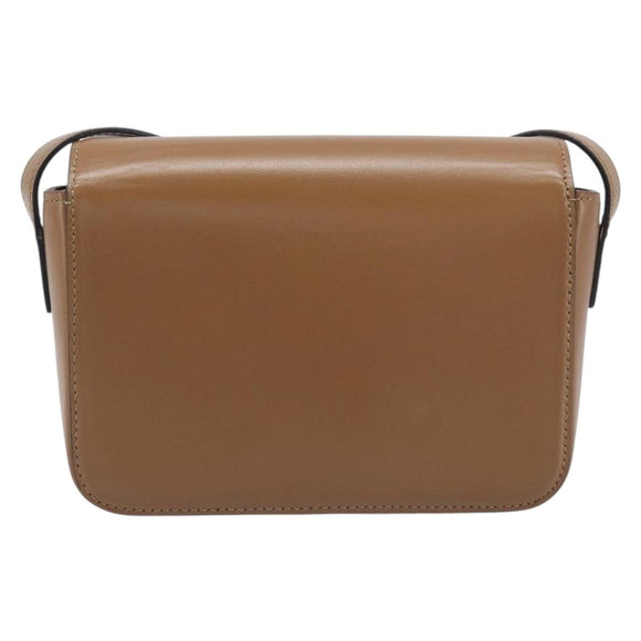 CELINE Triomphe Shoulder Bag Leather Beige Gold Tone Auth ep16591M