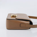 CELINE Triomphe Shoulder Bag Leather Beige Gold Tone Auth ep16591M-4