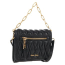 Miu Miu Matelasse Shoulder Bag Leather Black Gold Tone Auth ep16599V-1
