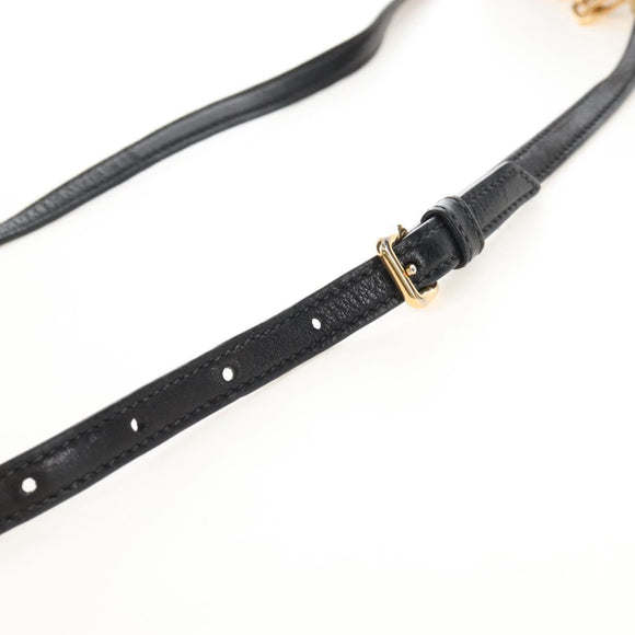Miu Miu Matelasse Shoulder Bag Leather Black Gold Tone Auth ep16599V