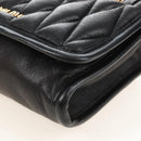 Miu Miu Matelasse Shoulder Bag Leather Black Gold Tone Auth ep16599V-15