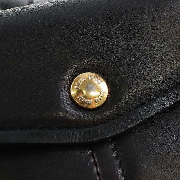 Miu Miu Matelasse Shoulder Bag Leather Black Gold Tone Auth ep16599V