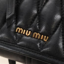 Miu Miu Matelasse Shoulder Bag Leather Black Gold Tone Auth ep16599V-21