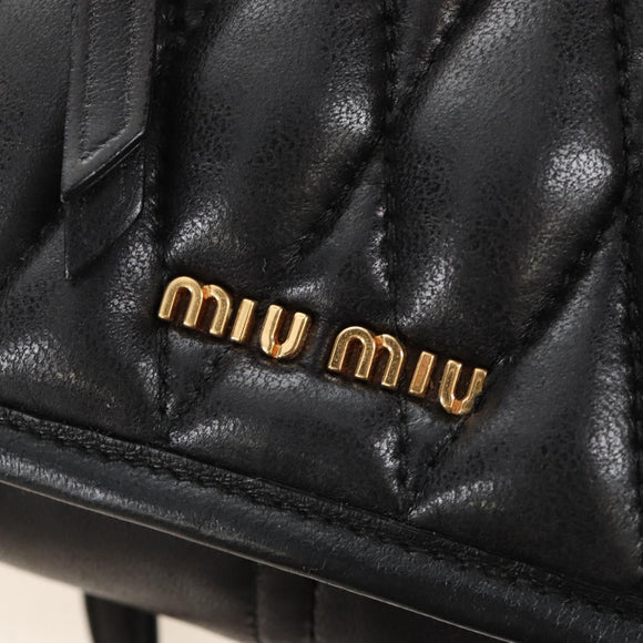Miu Miu Matelasse Shoulder Bag Leather Black Gold Tone Auth ep16599V