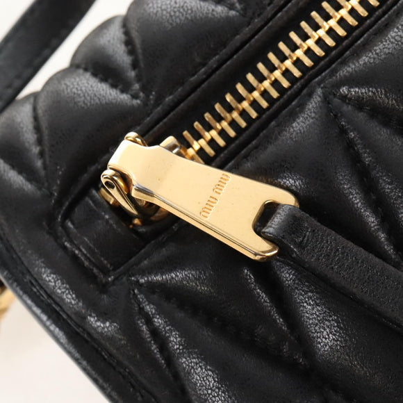 Miu Miu Matelasse Shoulder Bag Leather Black Gold Tone Auth ep16599V